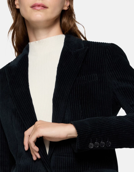 kleding DONDUP Fluwelen blazer met enkele rij knopen marineblauw vrouwen 4X00H378