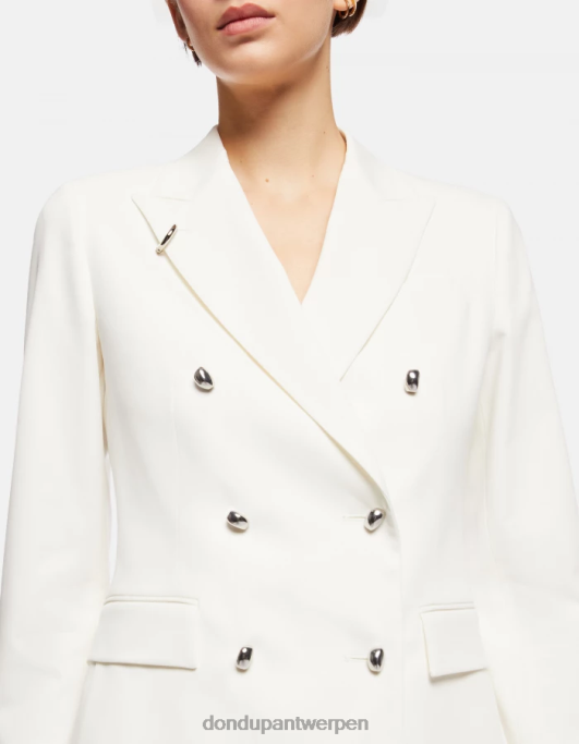 kleding DONDUP Katoenen blazer met dubbele rij knopen albast vrouwen 4X00H369