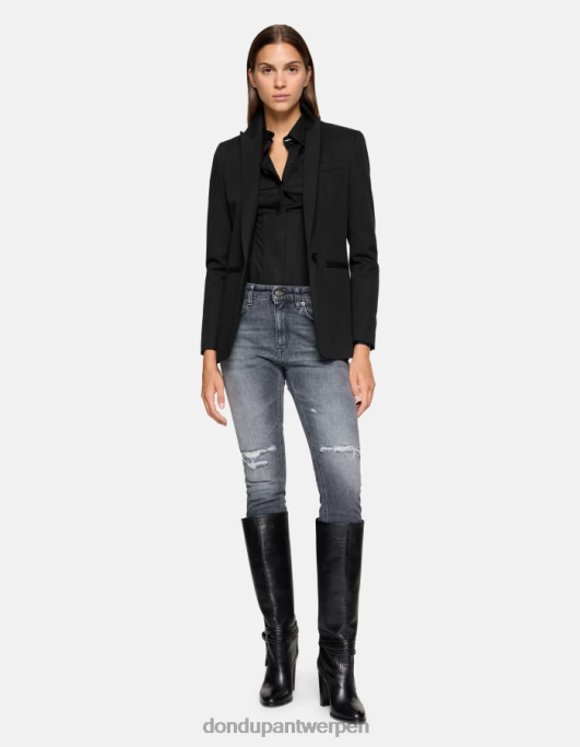 kleding DONDUP Katoenen blazer met enkele rij knopen zwart vrouwen 4X00H393