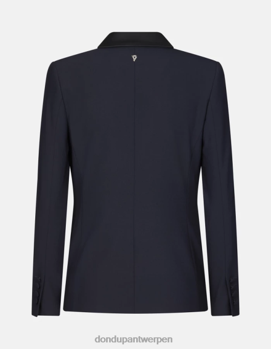 kleding DONDUP Wollen blazer met enkele rij knopen marineblauw vrouwen 4X00H382