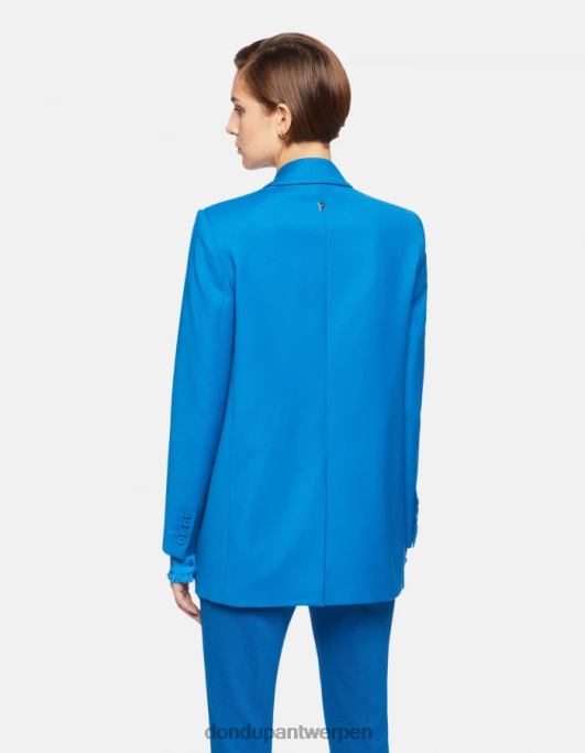 kleding DONDUP flanellen blazer met enkele rij knopen turkoois vrouwen 4X00H386