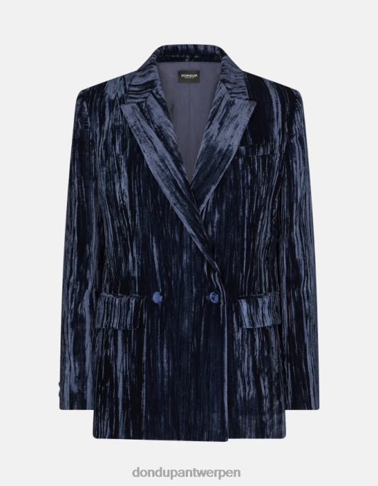kleding DONDUP fluwelen blazer met dubbele rij knopen marineblauw vrouwen 4X00H385