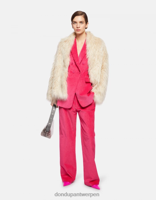 kleding DONDUP fluwelen blazer met dubbele rij knopen orchidee vrouwen 4X00H384