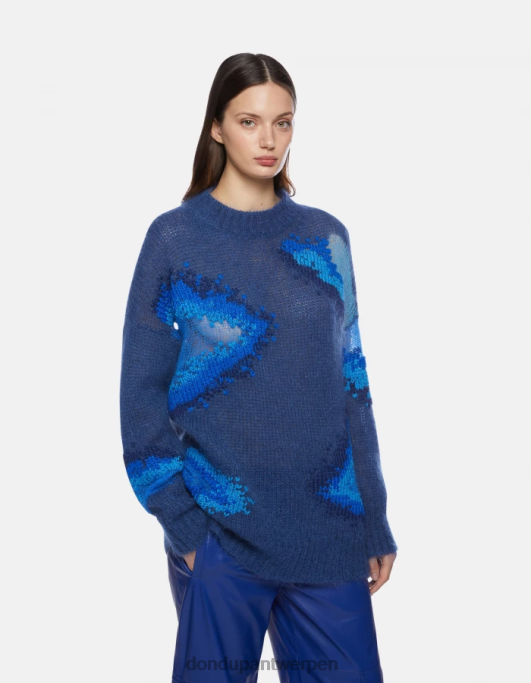 kleding DONDUP Mohair trui met ronde hals koningsblauw vrouwen 4X00H313