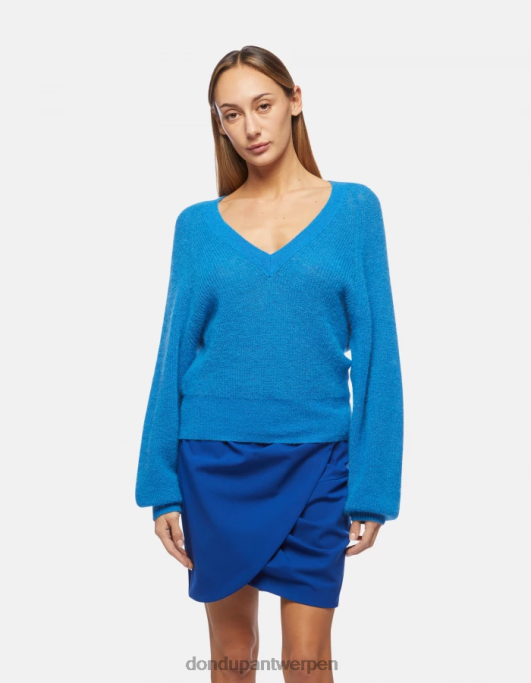kleding DONDUP Mohair trui met v-hals turkoois vrouwen 4X00H302