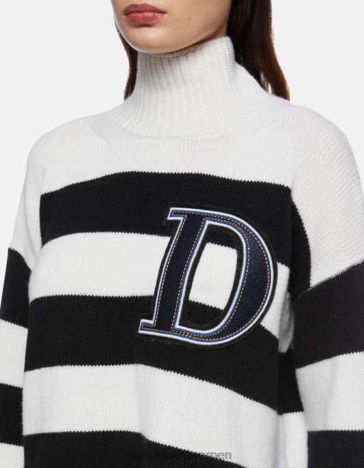 kleding DONDUP Oversized visserstrui met polokraag zwart wit vrouwen 4X00H329