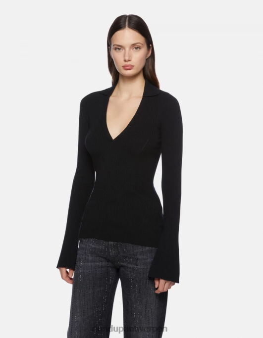 kleding DONDUP Slim-fit poloshirt van viscose zwart vrouwen 4X00H317