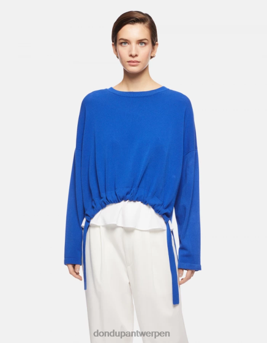 kleding DONDUP Viscose trui met ronde hals koningsblauw vrouwen 4X00H324
