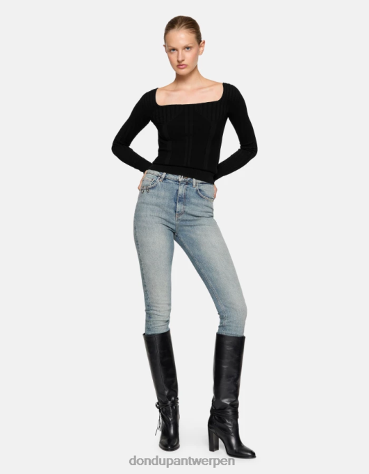 kleding DONDUP Viscose trui met ronde hals zwart vrouwen 4X00H299