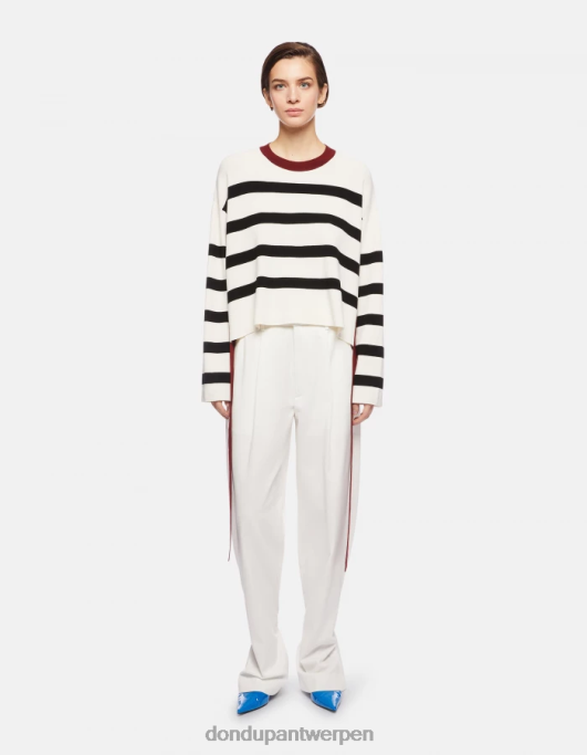 kleding DONDUP Viscose trui met ronde hals zwart wit vrouwen 4X00H339