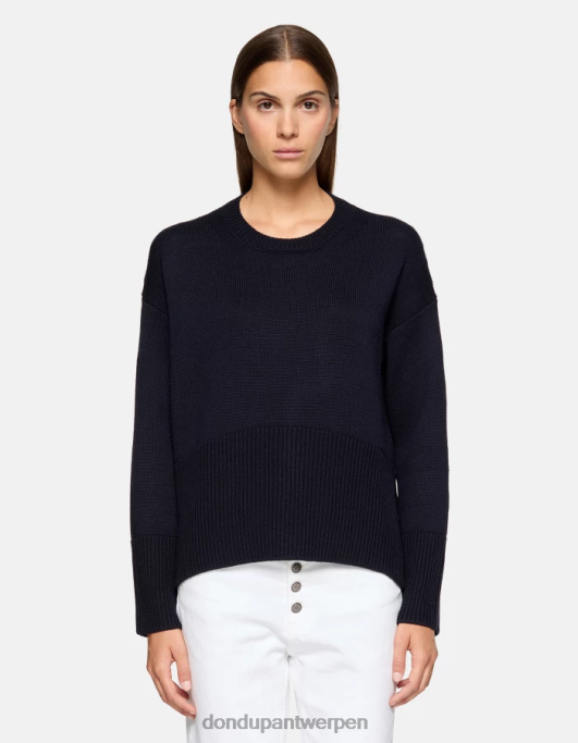 kleding DONDUP Wollen trui met ronde hals marineblauw vrouwen 4X00H297