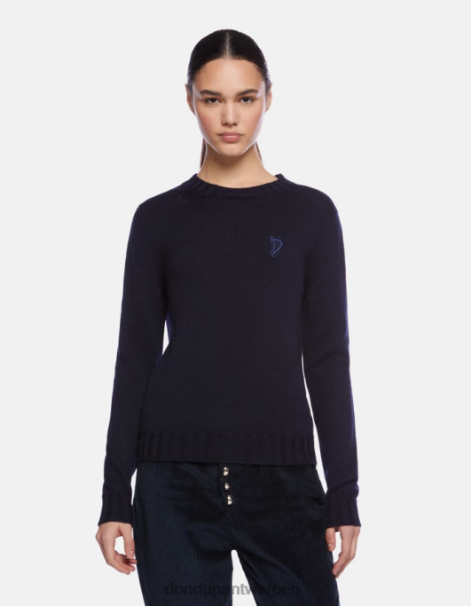 kleding DONDUP Wollen trui met ronde hals marineblauw vrouwen 4X00H334