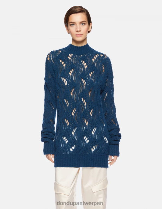 kleding DONDUP Wollen trui met ronde hals turkoois vrouwen 4X00H319