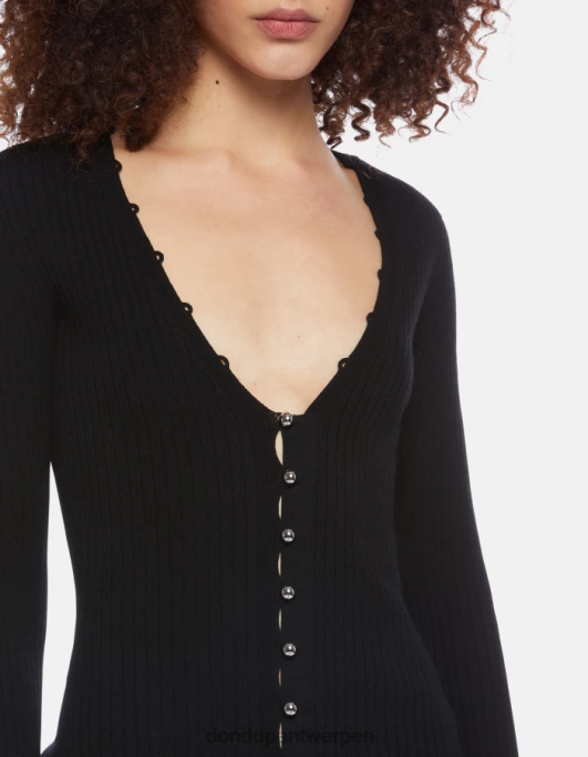 kleding DONDUP slim-fit vest van viscose zwart vrouwen 4X00H337