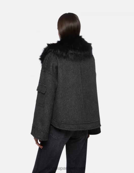 kleding DONDUP losvallend stoffen jasje zwart wit vrouwen 4X00H366