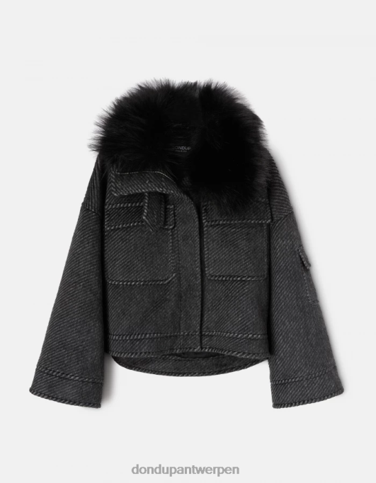 kleding DONDUP losvallend stoffen jasje zwart wit vrouwen 4X00H366