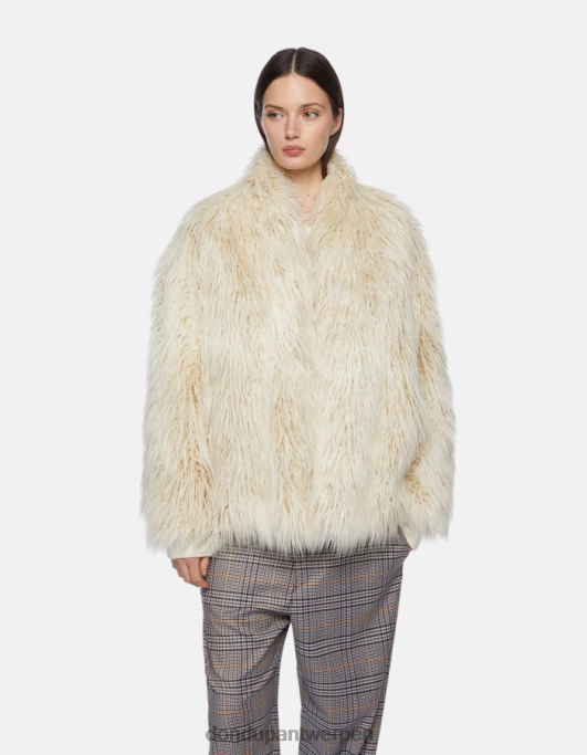 kleding DONDUP losvallende jas van eco-Mongools bont albast vrouwen 4X00H359