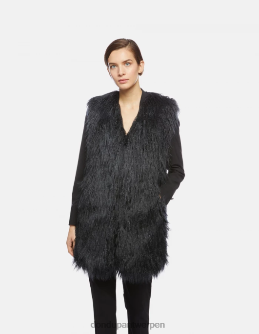 kleding DONDUP regular-fit vest van eco-Mongools bont blu toeareg vrouwen 4X00H358