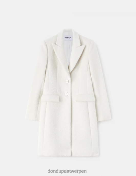 kleding DONDUP stoffen jas met enkele rij knopen albast vrouwen 4X00H356