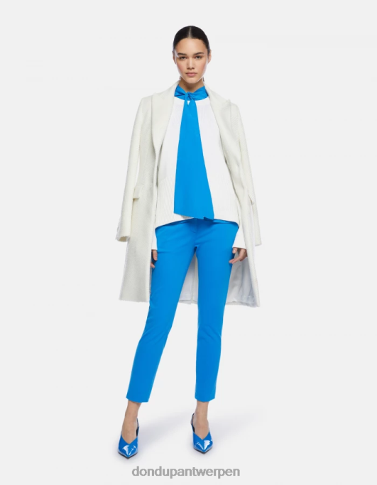 kleding DONDUP stoffen jas met enkele rij knopen albast vrouwen 4X00H356