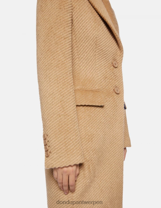 kleding DONDUP stoffen jas met enkele rij knopen kaneel vrouwen 4X00H357