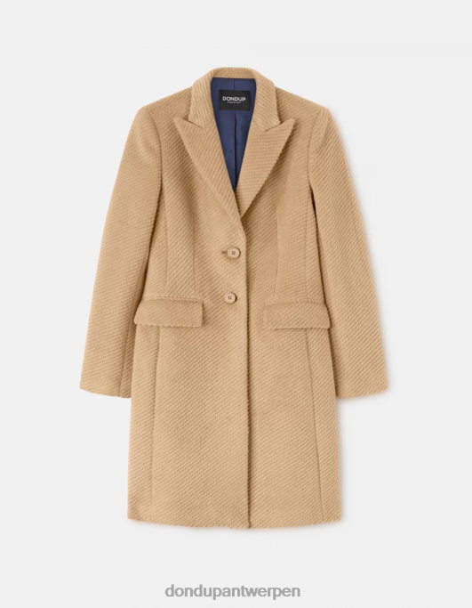 kleding DONDUP stoffen jas met enkele rij knopen kaneel vrouwen 4X00H357