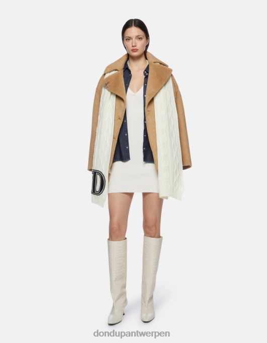 kleding DONDUP stoffen peacoat met dubbele rij knopen kaneel vrouwen 4X00H342