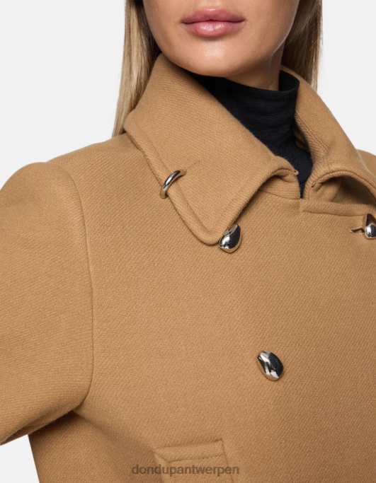 kleding DONDUP stoffen peacoat met dubbele rij knopen kaneel vrouwen 4X00H345