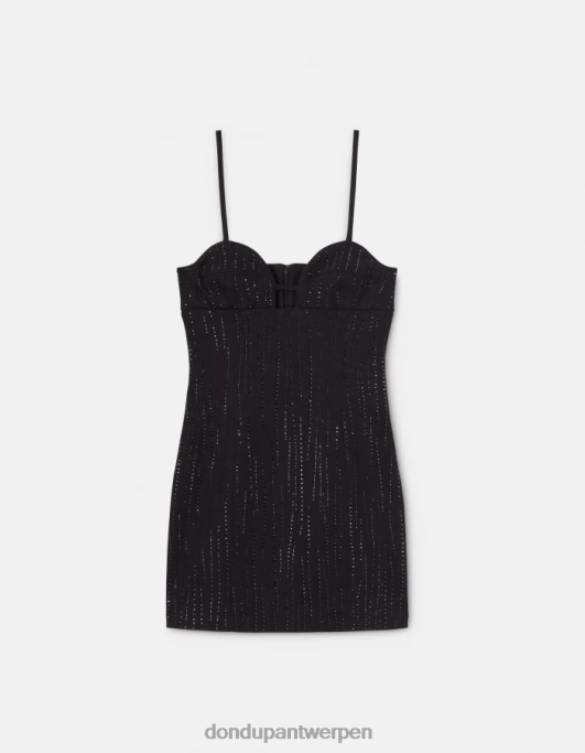 kleding DONDUP korte denimjurk zwart vrouwen 4X00H293