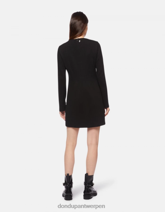 kleding DONDUP korte jerseyjurk zwart vrouwen 4X00H275