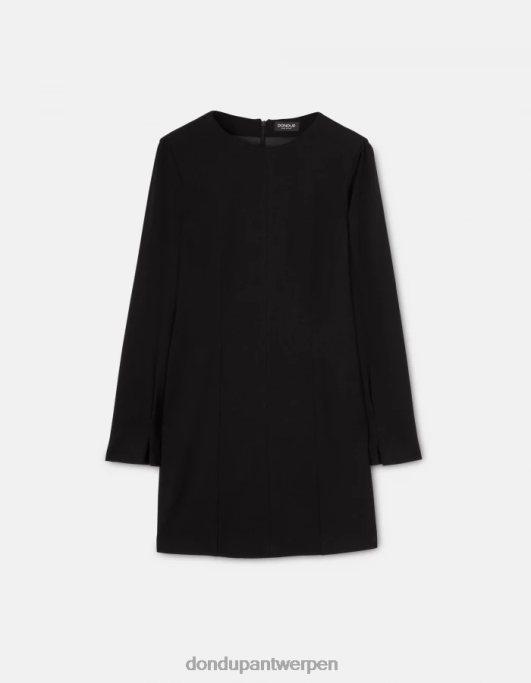 kleding DONDUP korte jerseyjurk zwart vrouwen 4X00H275