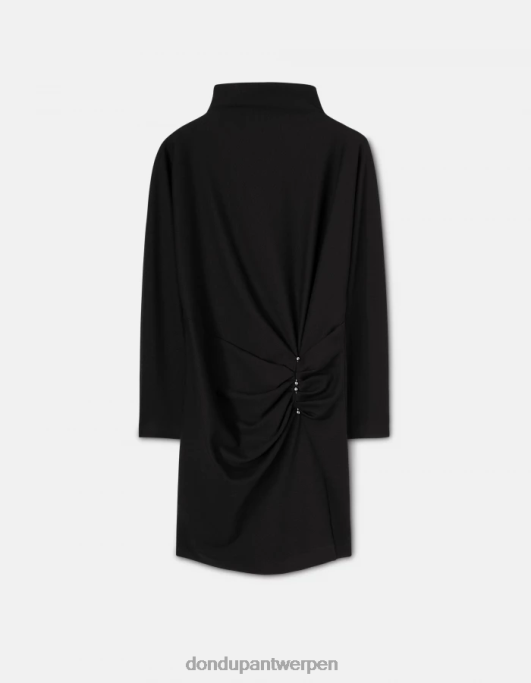 kleding DONDUP korte jerseyjurk zwart vrouwen 4X00H279