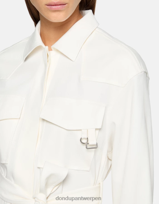 kleding DONDUP korte katoenen jurk albast vrouwen 4X00H272