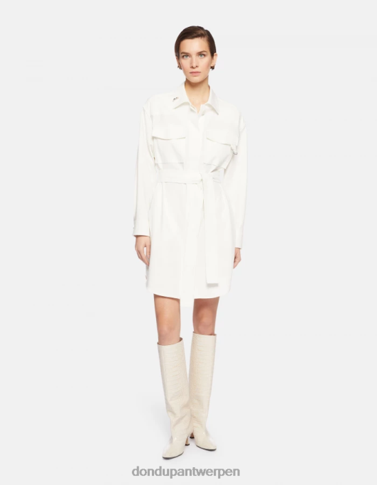 kleding DONDUP korte katoenen jurk albast vrouwen 4X00H273