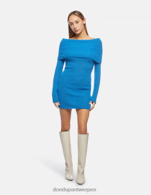 kleding DONDUP korte mohairjurk turkoois vrouwen 4X00H294