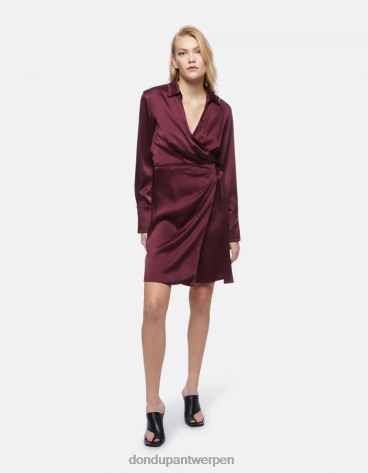 kleding DONDUP korte satijnen jurk prugna vrouwen 4X00H280