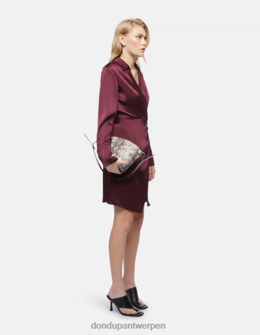 kleding DONDUP korte satijnen jurk prugna vrouwen 4X00H280