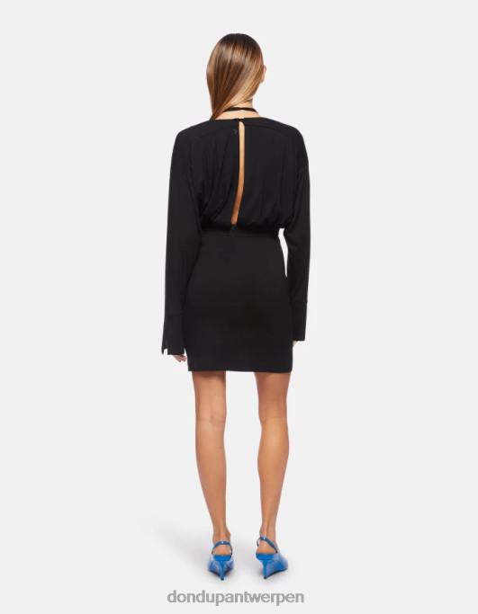 kleding DONDUP korte viscosejurk zwart vrouwen 4X00H282