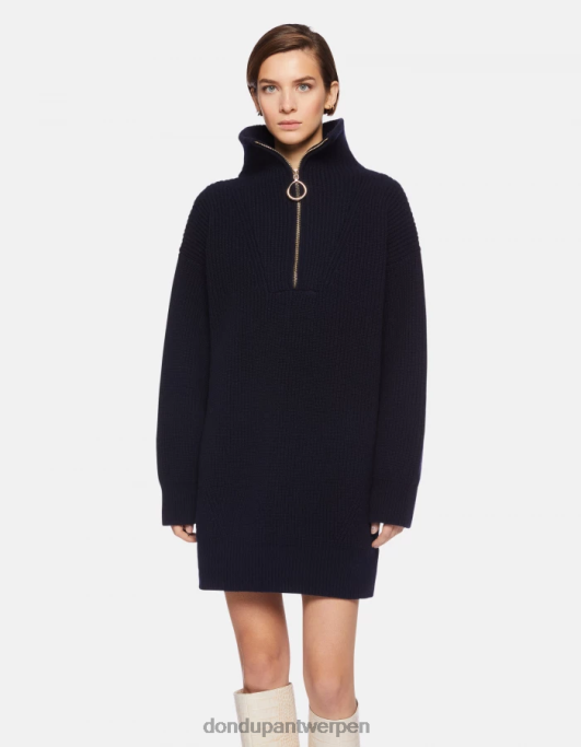 kleding DONDUP korte wollen jurk marineblauw vrouwen 4X00H276