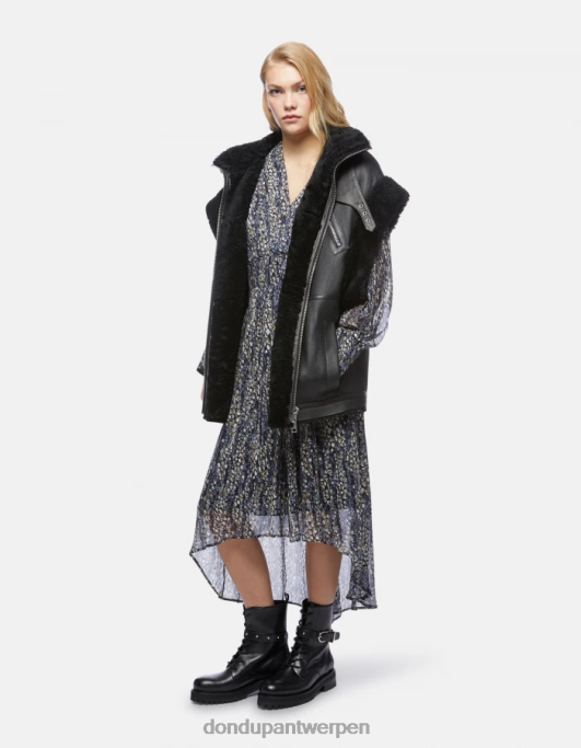 kleding DONDUP lange Georgette-jurk zwart vrouwen 4X00H290