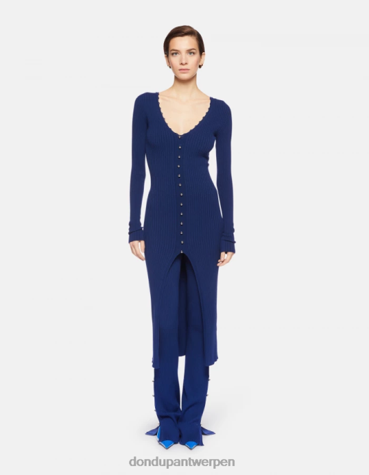kleding DONDUP lange viscosejurk blauw vrouwen 4X00H287