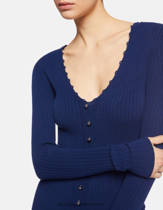 kleding DONDUP lange viscosejurk blauw vrouwen 4X00H287