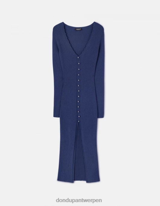 kleding DONDUP lange viscosejurk blauw vrouwen 4X00H287