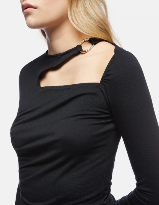 kleding DONDUP lange viscosejurk zwart vrouwen 4X00H274