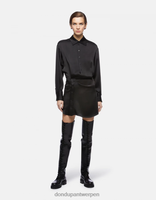 kleding DONDUP mini-satijnen jurkje zwart vrouwen 4X00H288
