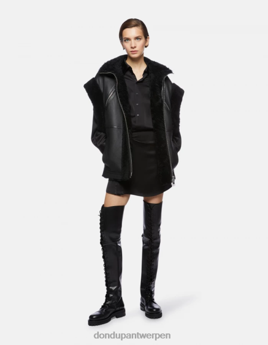 kleding DONDUP mini-satijnen jurkje zwart vrouwen 4X00H288