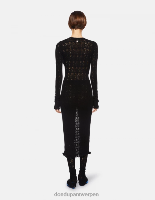 kleding DONDUP slanke jurk van kant zwart vrouwen 4X00H284