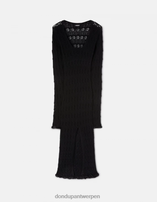 kleding DONDUP slanke jurk van kant zwart vrouwen 4X00H284