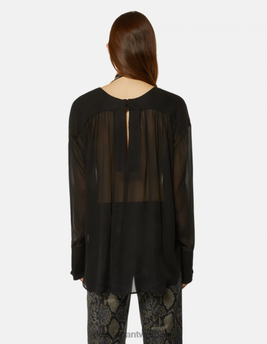 kleding DONDUP Georgette overhemd met normale pasvorm zwart vrouwen 4X00H268