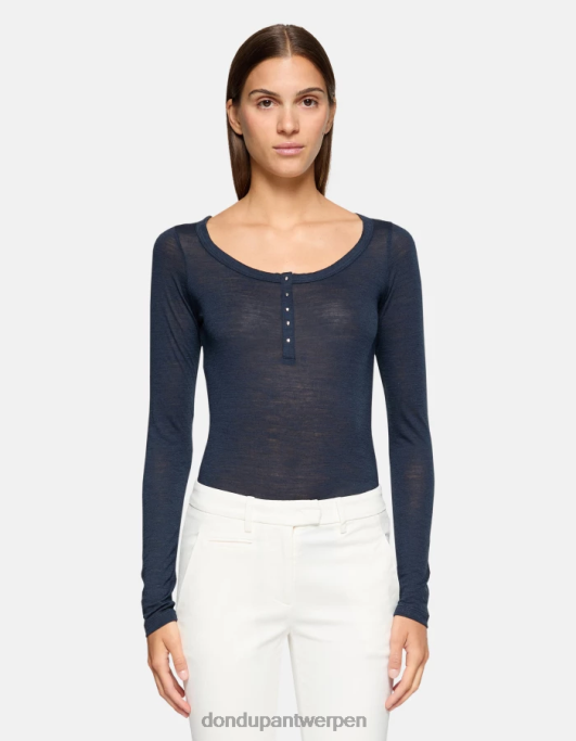 kleding DONDUP Slim-fit wollen henley-top marineblauw vrouwen 4X00H430